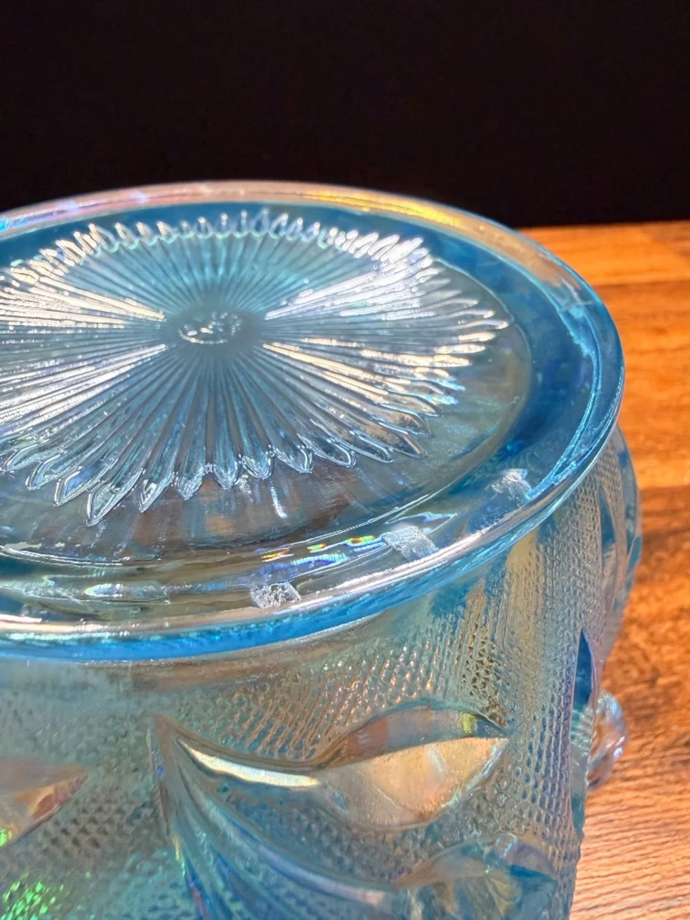 1980s WESTMORELAND Blue Iridescent Vase